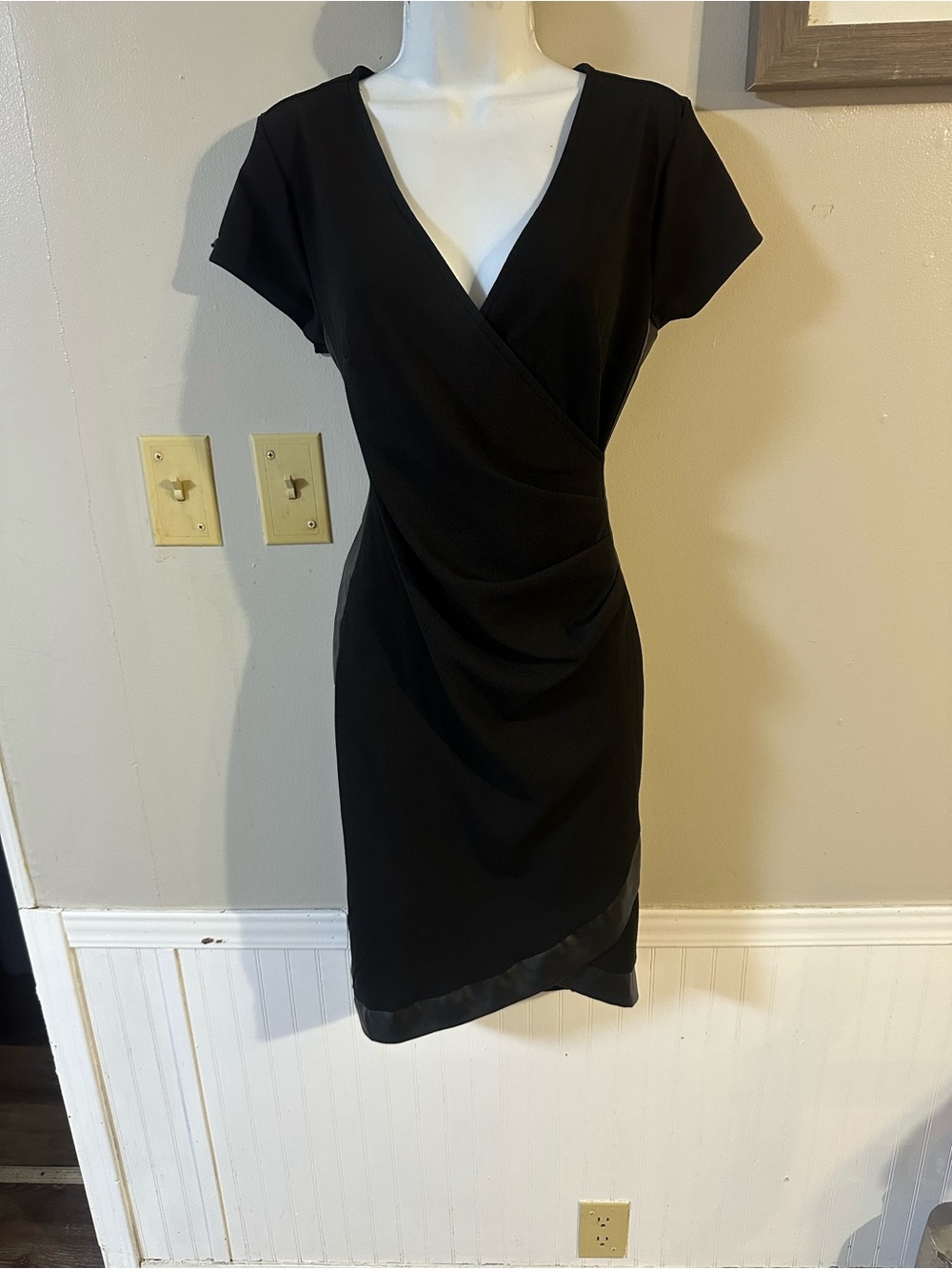 Almost Famous Black Faux-Wrap Mini Dress